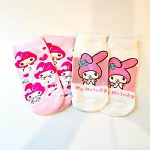 My Melody Ankle Socks 2 Pair Women Pink White Kawaii Cartoon Cute Low Cut